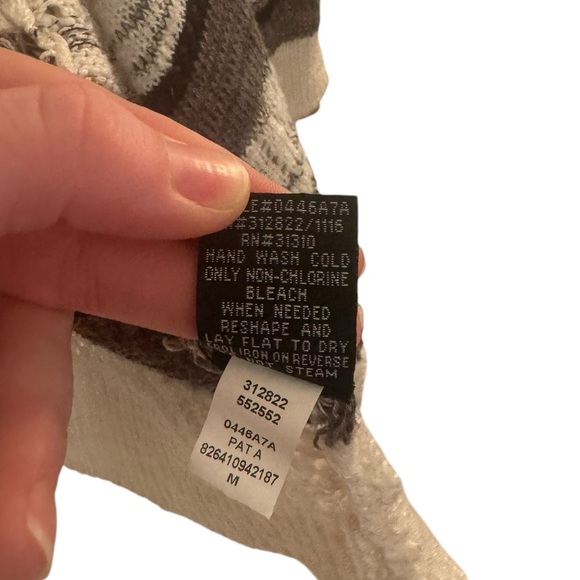 Women’s AB Studio White, Gray, & Black Striped Long Sleeve Open Sweater. Size M. - Picture 7 of 7